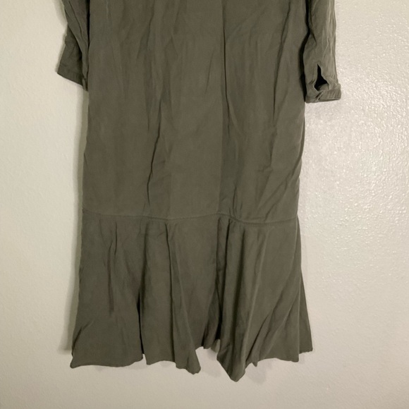 ZARA Trafaluc TRF Olive Oversized Shirt Dress w/ Frill Ruffle Small Lagenlook - Picture 8 of 10